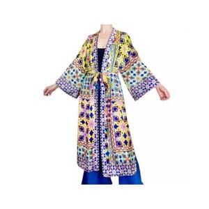 NEW Zara Kimono Belted Robe Wrap Dress Womens XS Lined Silky Artsy BOHO City